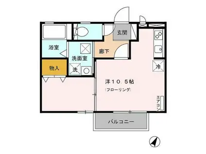 コートパル(ワンルーム/1階)の間取り写真