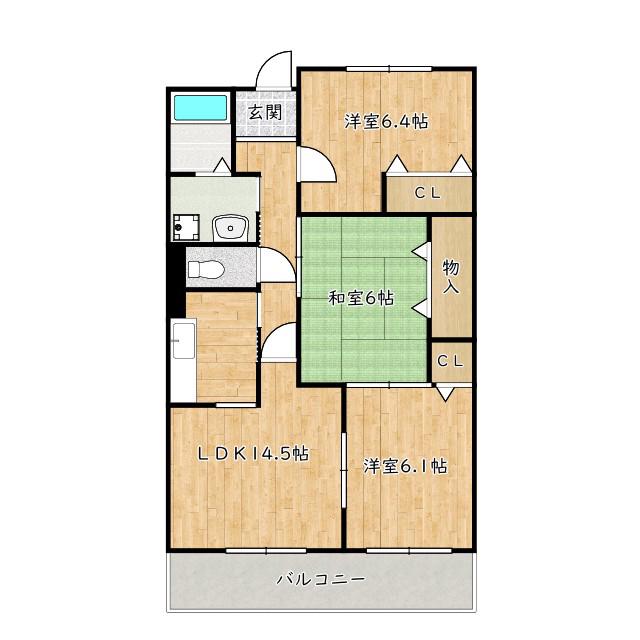 メゾンエスポワール(3LDK/2階)の間取り写真