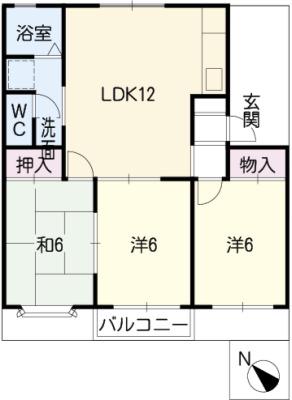 ケーエムハイツ(3LDK/2階)の間取り写真