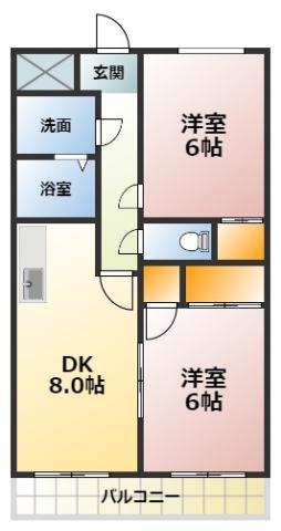 ルミエール(2DK/3階)の間取り写真