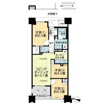 プラウドタワー仙台勾当台通(3LDK/6階)の間取り写真