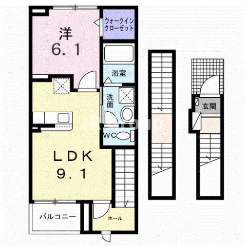 ナナラーピカケ(1LDK/3階)の間取り写真