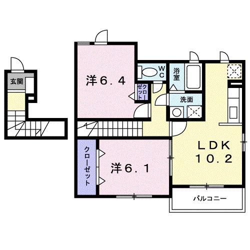 さくらヒルズ霞台 弐番館(2LDK/2階)の間取り写真