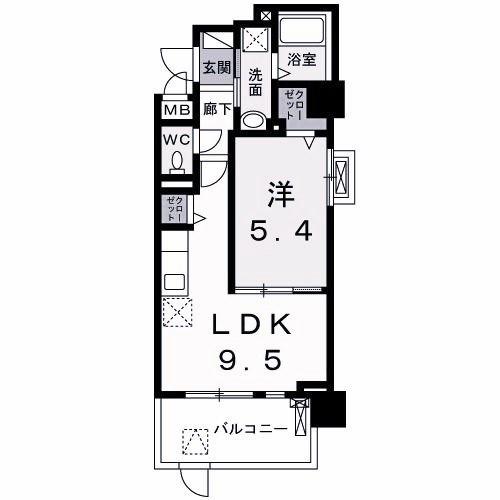 クラシェス深江(1LDK/5階)の間取り写真