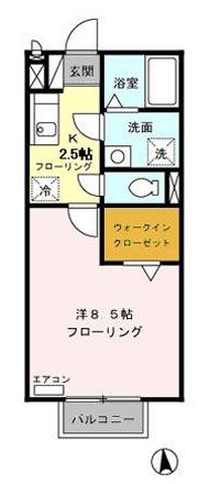 パレスレイト(1K/2階)の間取り写真