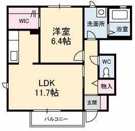 ブランシェ八雲 B棟(1LDK/1階)の間取り写真