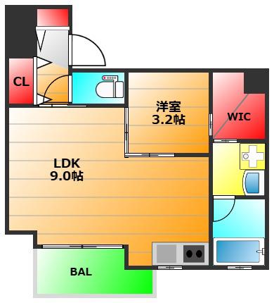 トラストマン堀江(1LDK/3階)の間取り写真