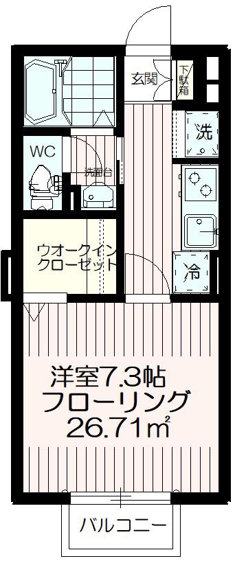 エスパシオ(1K/1階)の間取り写真
