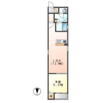 DEVELD橘(1LDK/3階)の間取り写真