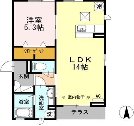 ステラカーサ(1LDK/2階)の間取り写真