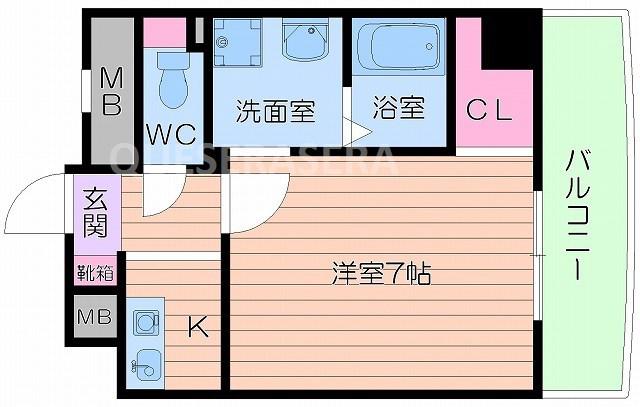 マインズ・コム南森町フジテラス南森町(1K/2階)の間取り写真