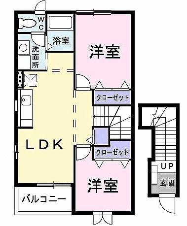 プリマベーラB(2LDK/2階)の間取り写真