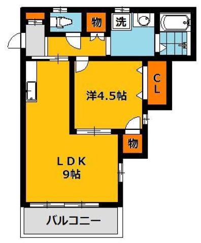 ハイツエソシマ(1LDK/2階)の間取り写真