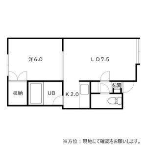 ワールド伏古(1LDK/3階)の間取り写真