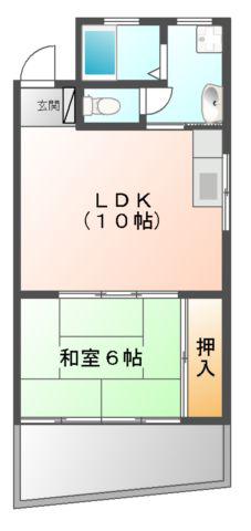 箱崎ビル ホームメイト吹田店管理物件(1LDK/4階)の間取り写真