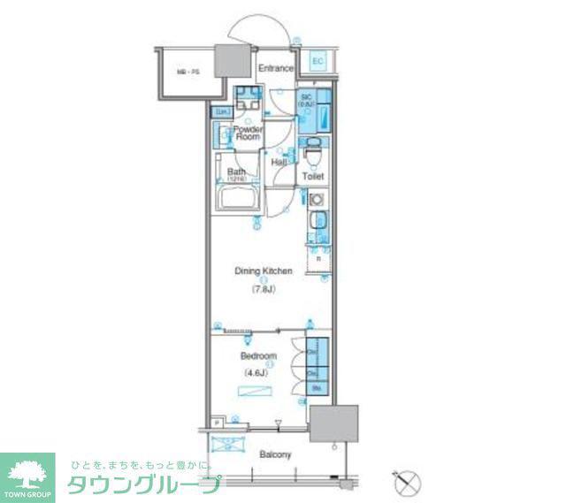 パークアクシス豊洲キャナル(1DK/9階)の間取り写真
