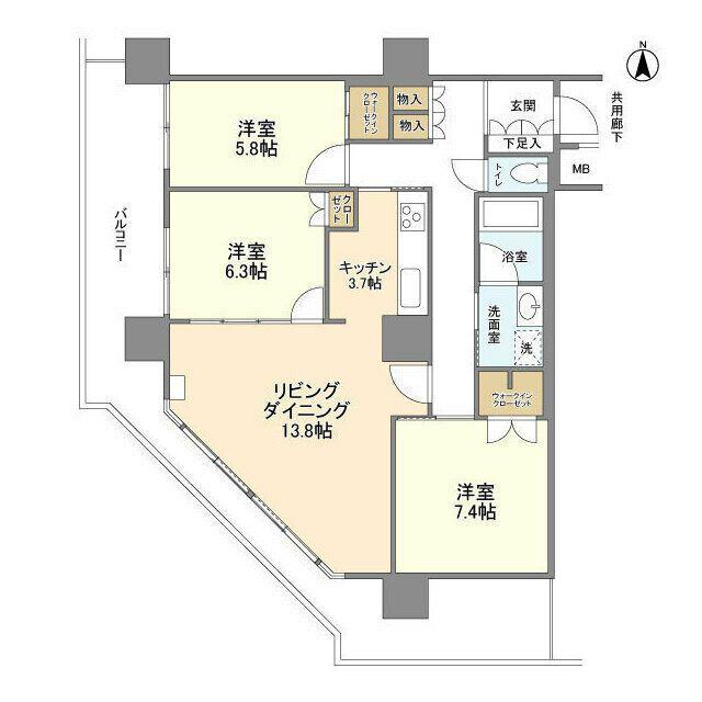 豊洲シエルタワー(3LDK/19階)の間取り写真