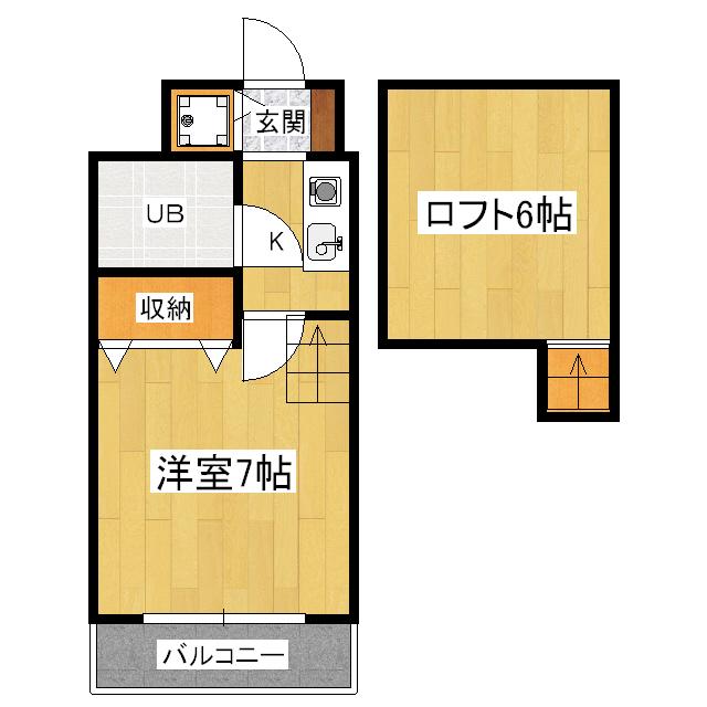 エクセレントみささぎ(1K/2階)の間取り写真