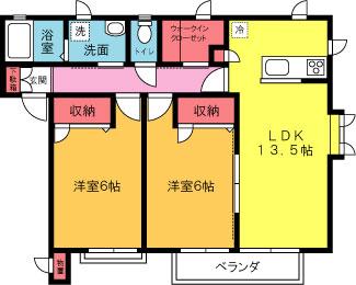 オーク湘南B(2SLDK/2階)の間取り写真
