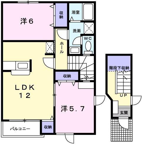 フィオーレ(2LDK/2階)の間取り写真