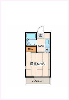 パクヒルズA(1K/2階)の間取り写真