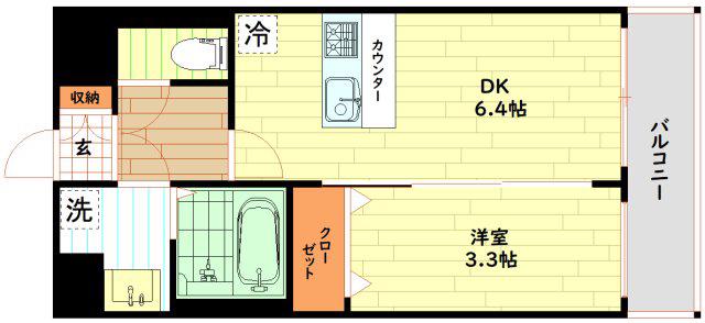 JMFレジデンス都島(1DK/2階)の間取り写真