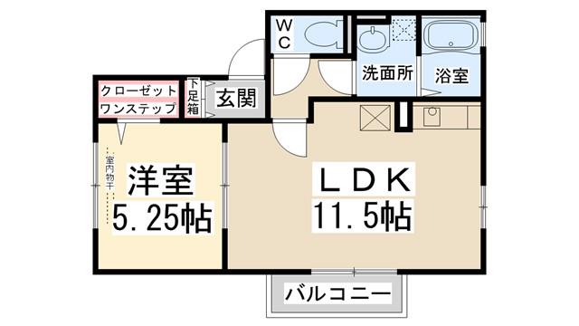 ESPOIR土谷(1LDK/1階)の間取り写真