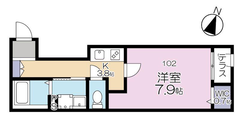 ヴィバレッタ横浜(1K/1階)の間取り写真