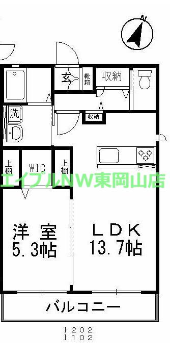 スマートI(1LDK/2階)の間取り写真
