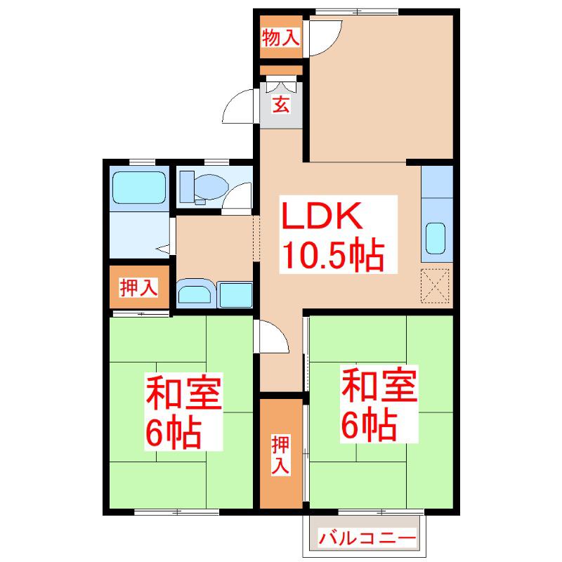 パークハウス(2LDK/2階)の間取り写真