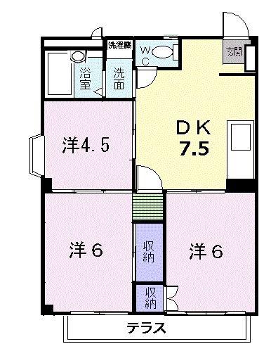 フロリード青木(3DK/1階)の間取り写真