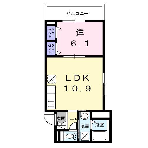 カルフール(1LDK/3階)の間取り写真