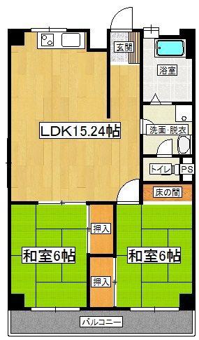 第1堺ビル(2LDK/3階)の間取り写真
