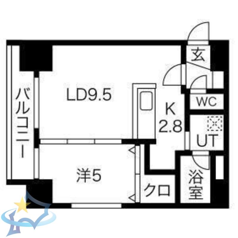 S-RESIDENCE円山表参道(1LDK/5階)の間取り写真