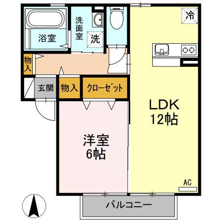 ルーチェ C棟(1LDK/2階)の間取り写真