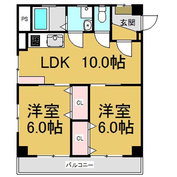 メゾンKARI(2LDK/3階)の間取り写真
