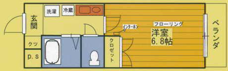 メルローズハイツ(1K/2階)の間取り写真