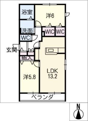 FELICITY北山(2LDK/3階)の間取り写真