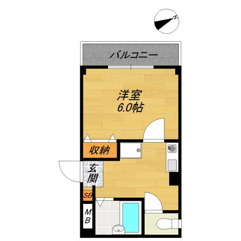 フォンテーヌ1番館(1K/3階)の間取り写真