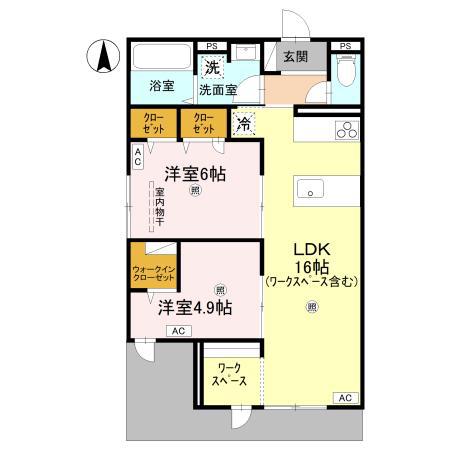 ウエスタンハイツ19(2LDK/1階)の間取り写真