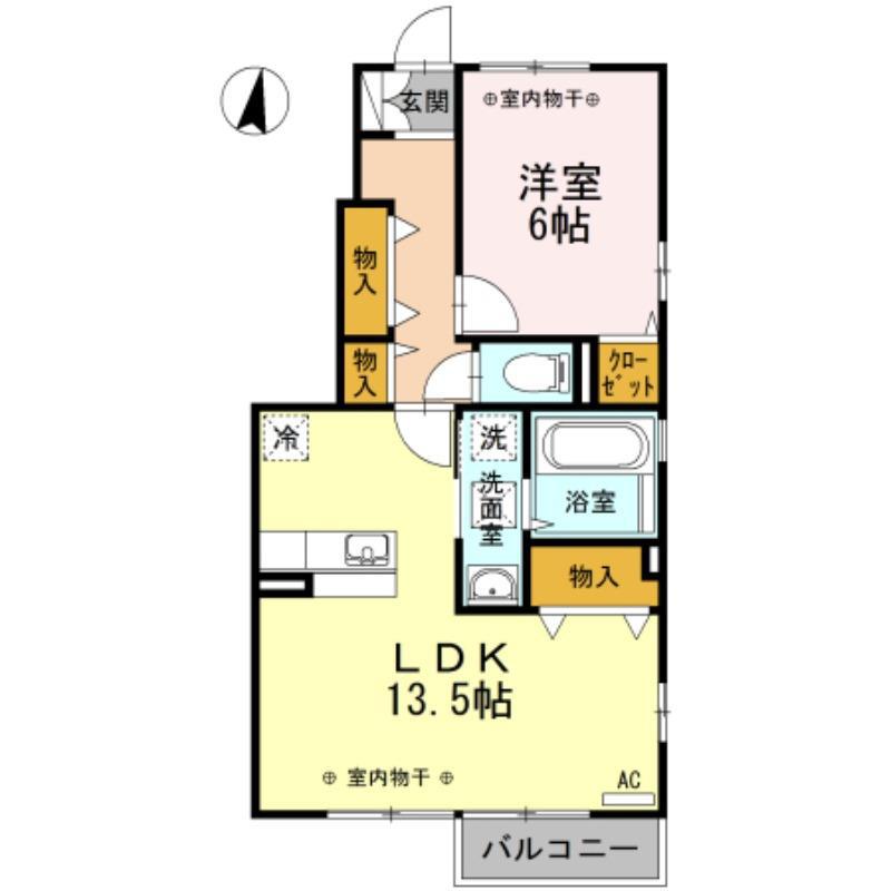 D-ROOMマイ・ドリーム(1LDK/1階)の間取り写真
