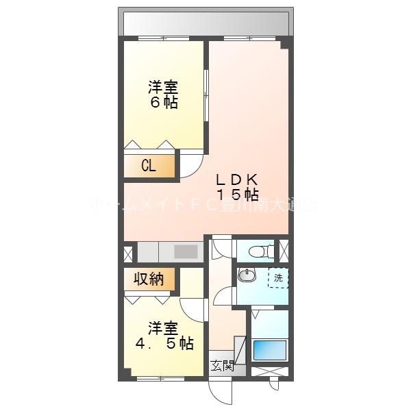 ライフ21 INA(2LDK/5階)の間取り写真