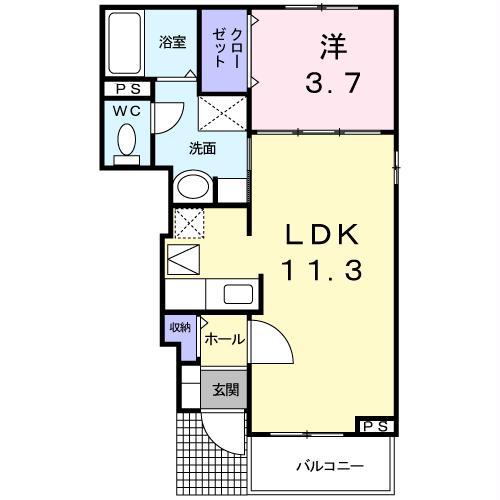 ジベルニーIII(1LDK/1階)の間取り写真