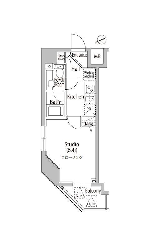 CASA SPLENDIDO TORANOMON ESTカーサスプレ(1K/10階)の間取り写真