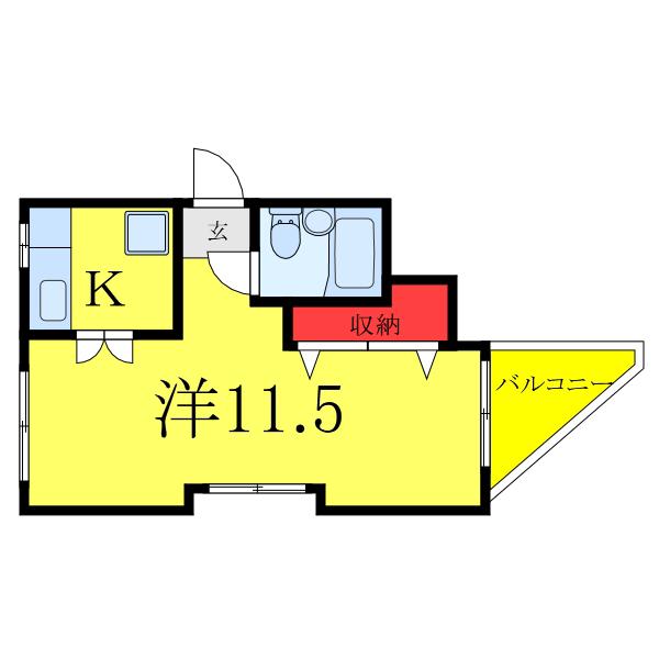 メゾンヨーラク(1K/4階)の間取り写真