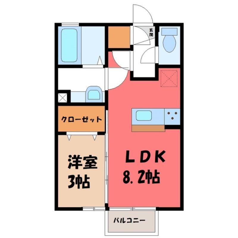 サン・ロード B(1LDK/1階)の間取り写真