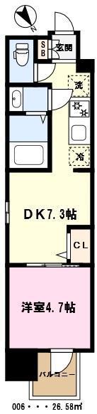 オーパスホームズ川口(1DK/2階)の間取り写真