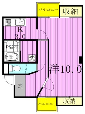 ハウス青山(1K/3階)の間取り写真