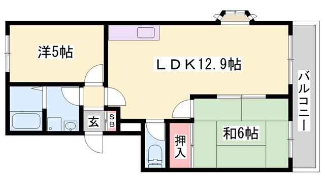 アネックス西明石(2LDK/3階)の間取り写真