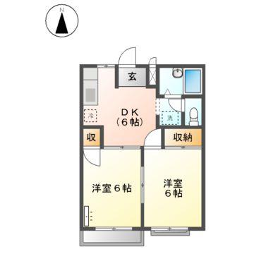 コーポ大森II(2DK/1階)の間取り写真